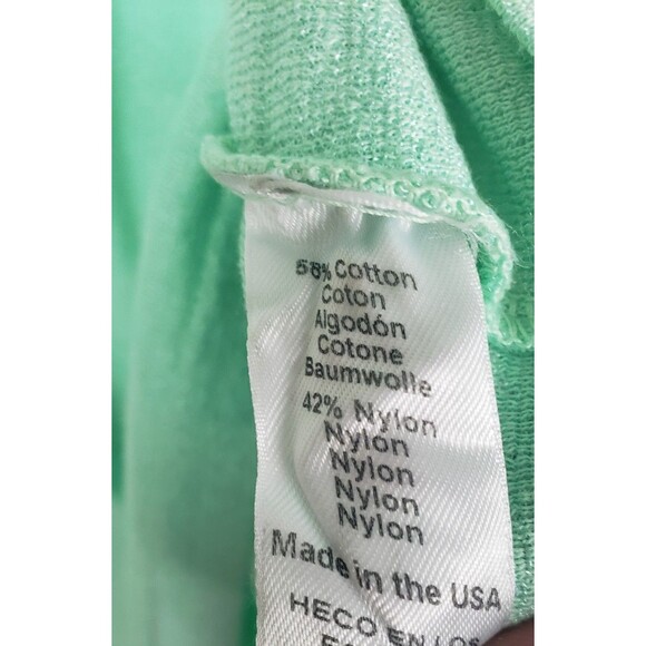 Michael Stars OS Blouse Top Shiny Metallic Aqua Green Casual Stretchy Summer USA - Picture 3 of 5